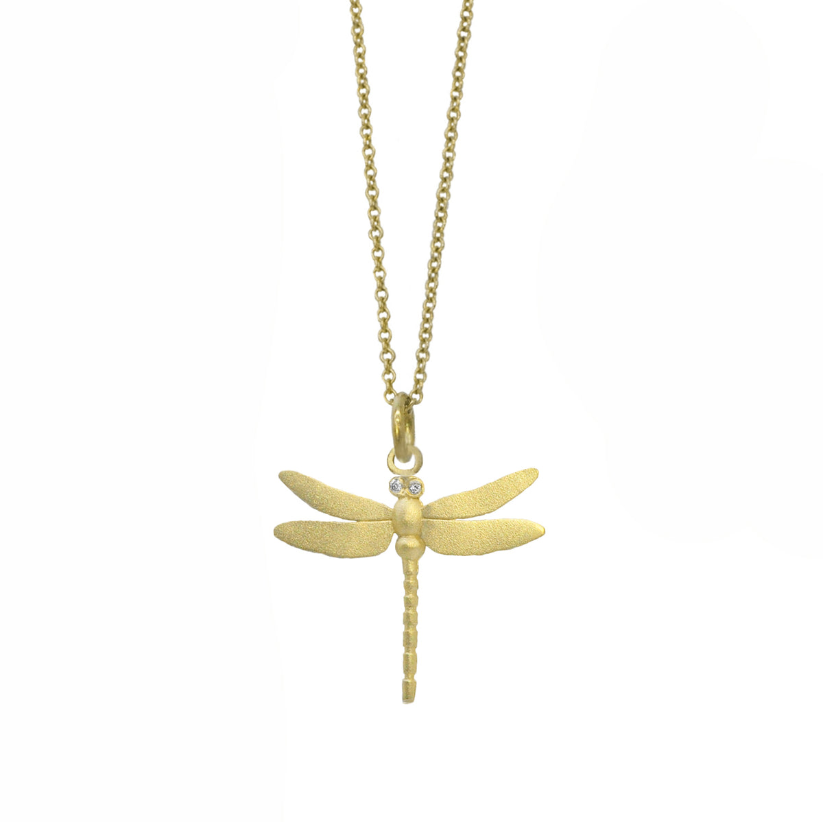 Gold Dragonfly Charm on Gold Cable Chain | Rebecca Myers Collection