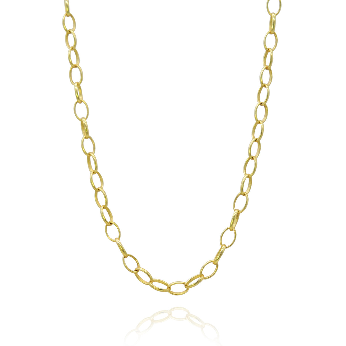18k Yellow Gold Oval Link Chain with Gold or Oxidized Silver & Diamond Charm Holder Clasp | Rebecca Myers Collection