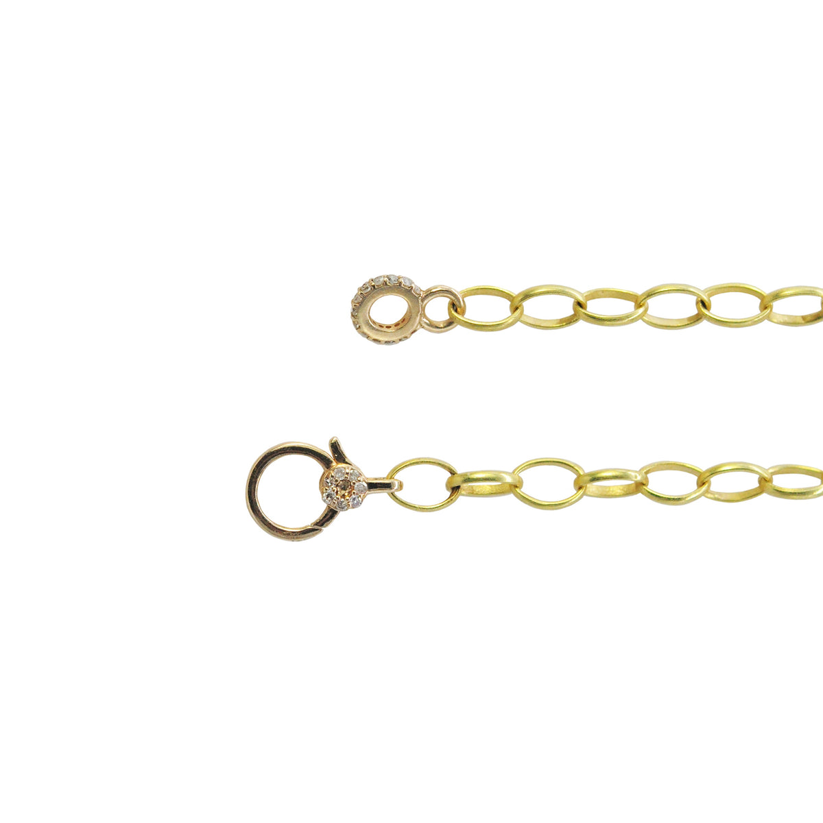 18k Yellow Gold Oval Link Chain with Gold  & Diamond Charm Holder Clasp | Rebecca Myers Collection