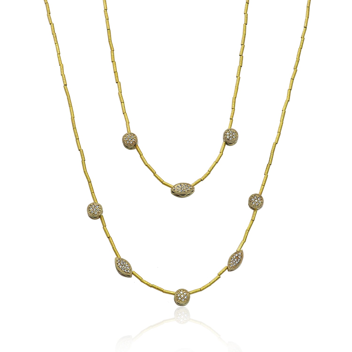 Two Gold Handmade Diamond Bead Necklaces | Rebecca Myers Collection