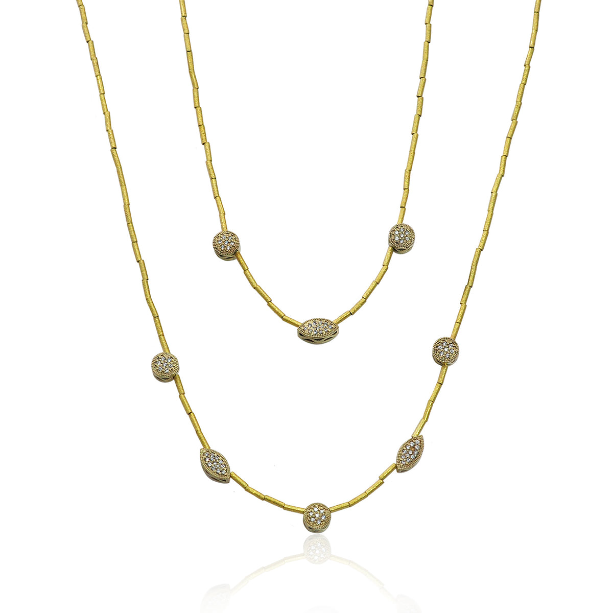 Two Gold Handmade Diamond Bead Necklaces | Rebecca Myers Collection