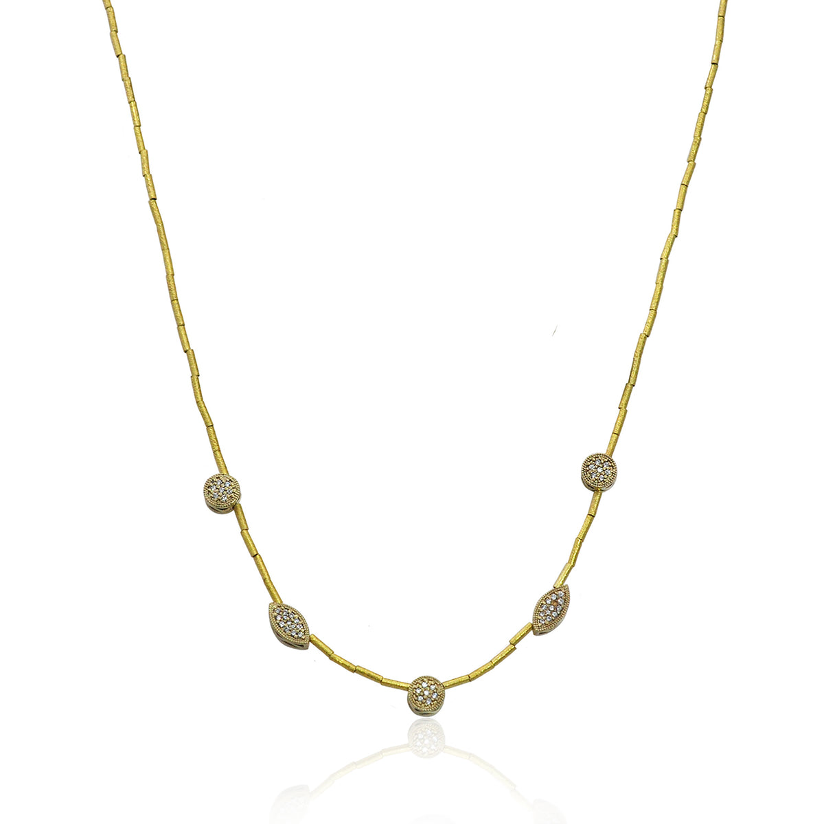 Gold Handmade Diamond Five Bead Necklace | Rebecca Myers Collection
