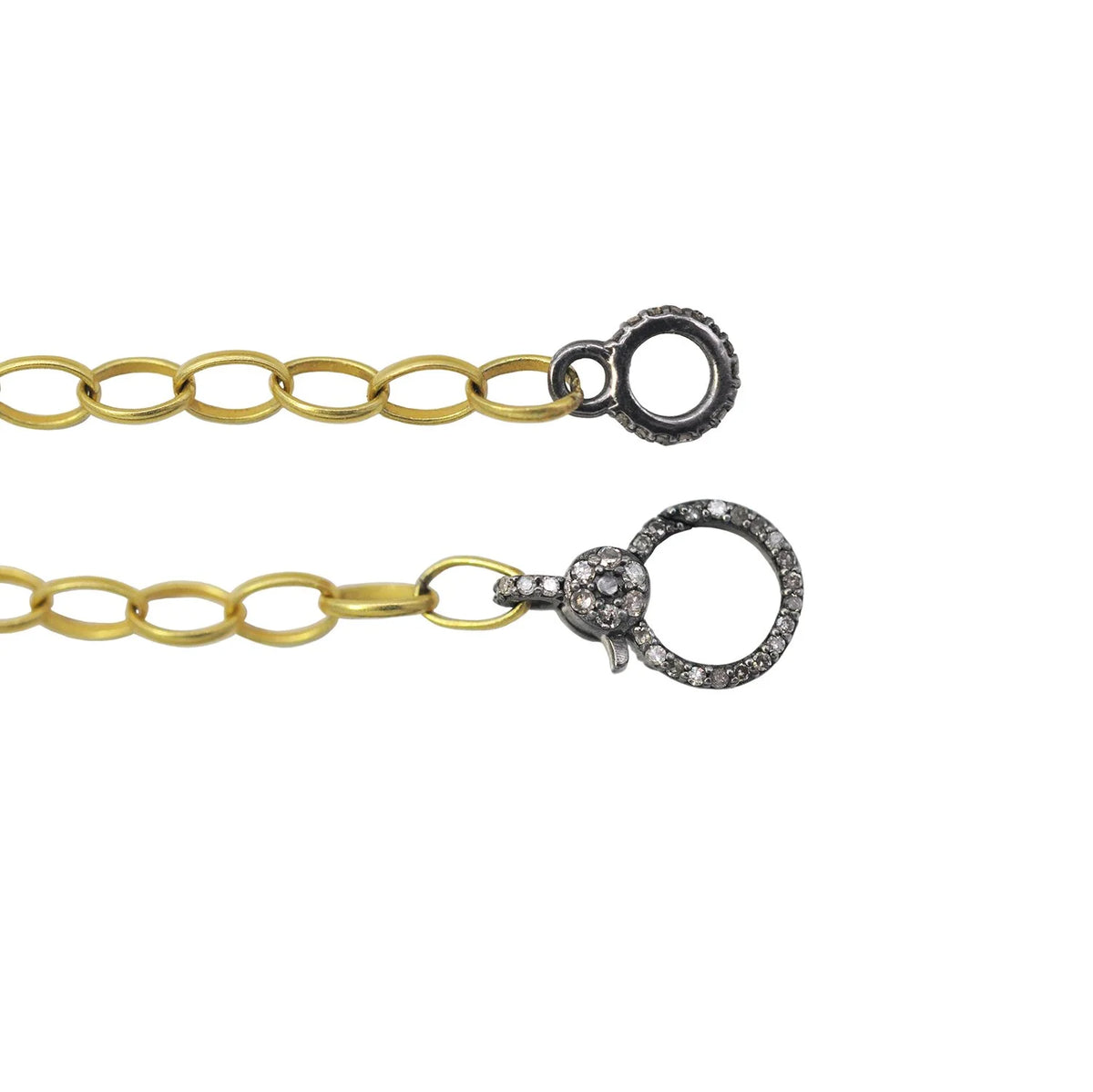 18k Yellow Gold Oval Link Chain with Oxi Charm Holder Clasp | Rebecca Myers Collection