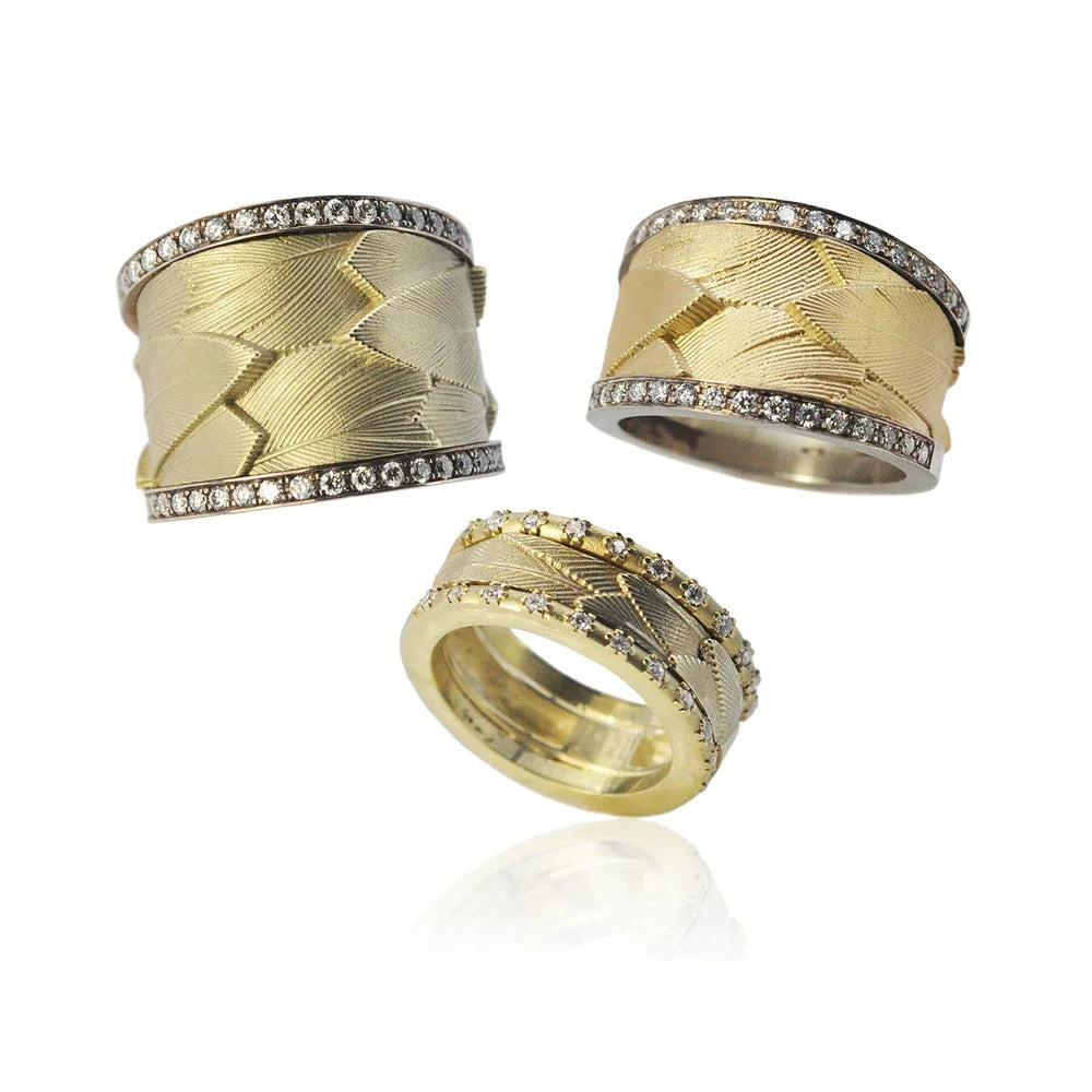Gold Feather Bands | Rebecca Myers Collection