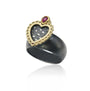 Small Framed Pave Diamond Heart Locket Ring with Ruby Top | Rebecca Myers Collection