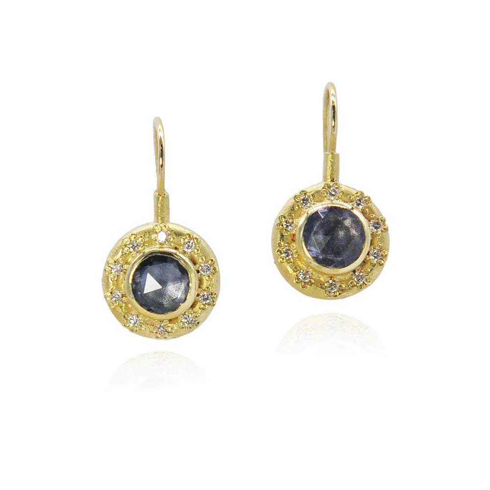 Small Halo Gemstone Earrings | Rebecca Myers Collection