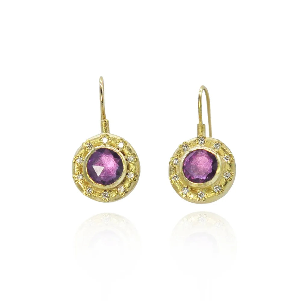 Small Halo Gemstone Earrings | Rebecca Myers Collection