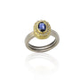 Gemmie Oval Blue Sapphire Halo Ring on Gold Band | Rebecca Myer Collection 