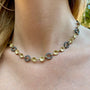 Gold Shasta Daisy and Oxidized Silver Circle Link Necklace | Rebecca Myers Collection