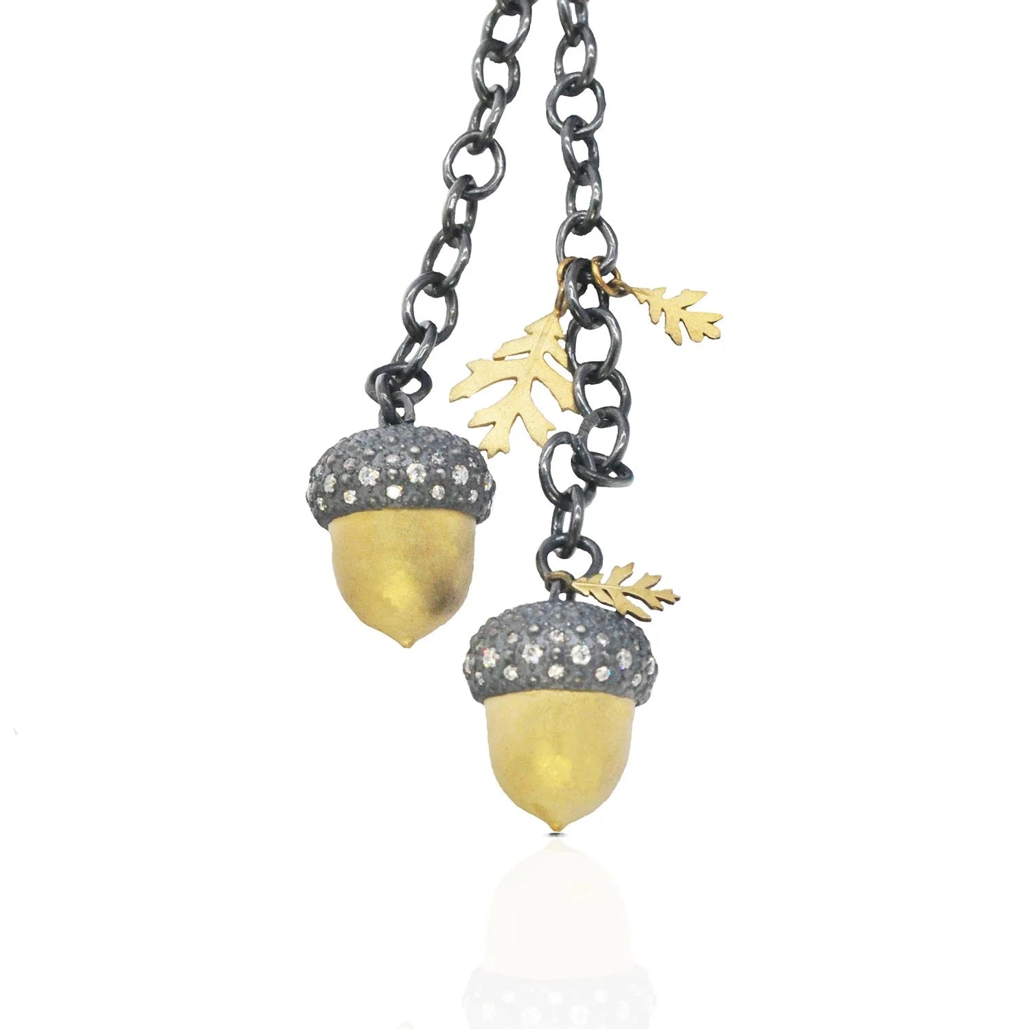 Gold, Silver, & Diamond Acorn Lariat | Rebecca Myers Collection