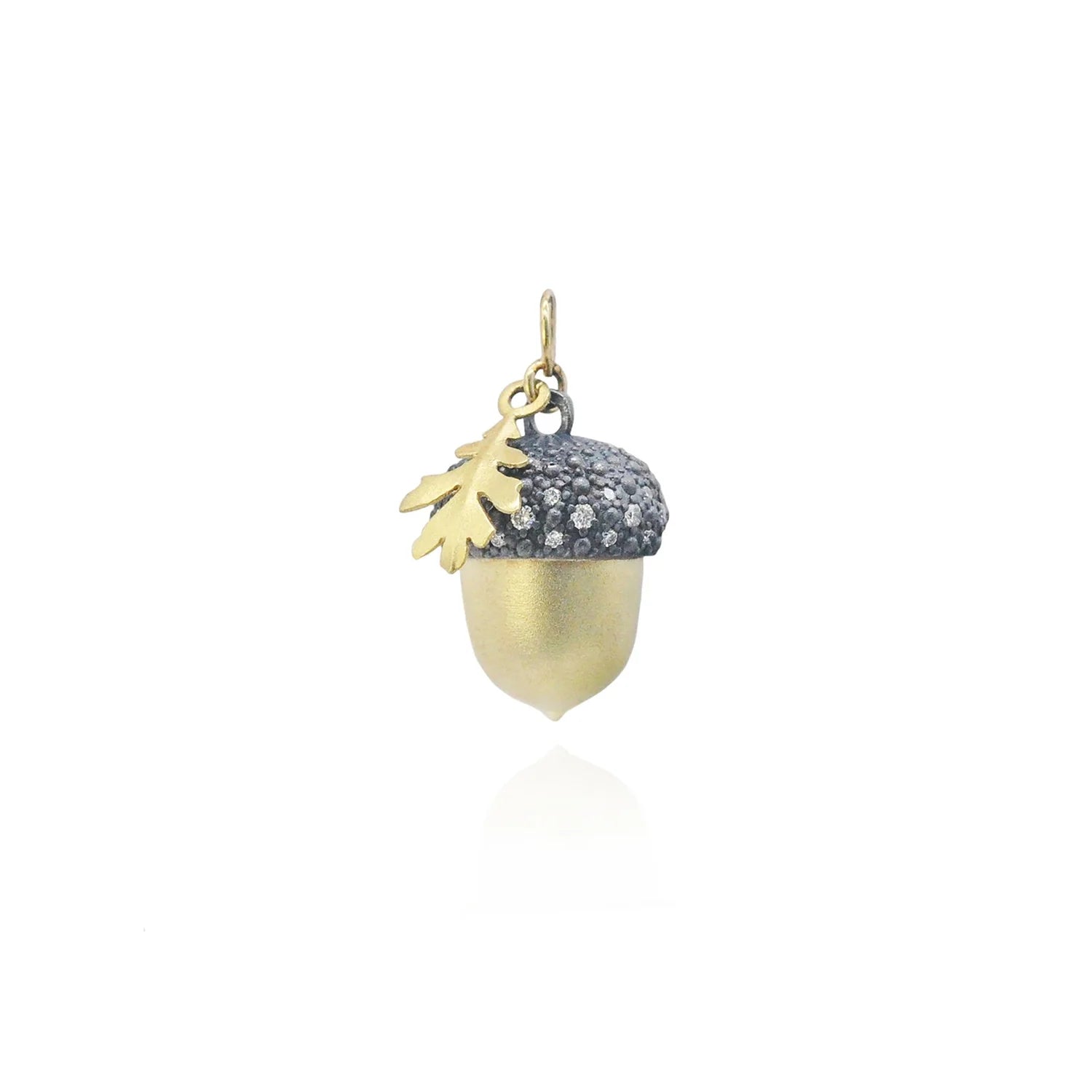Gold, Silver, & Diamond Acorn, small pendant only | Rebecca Myers Collection