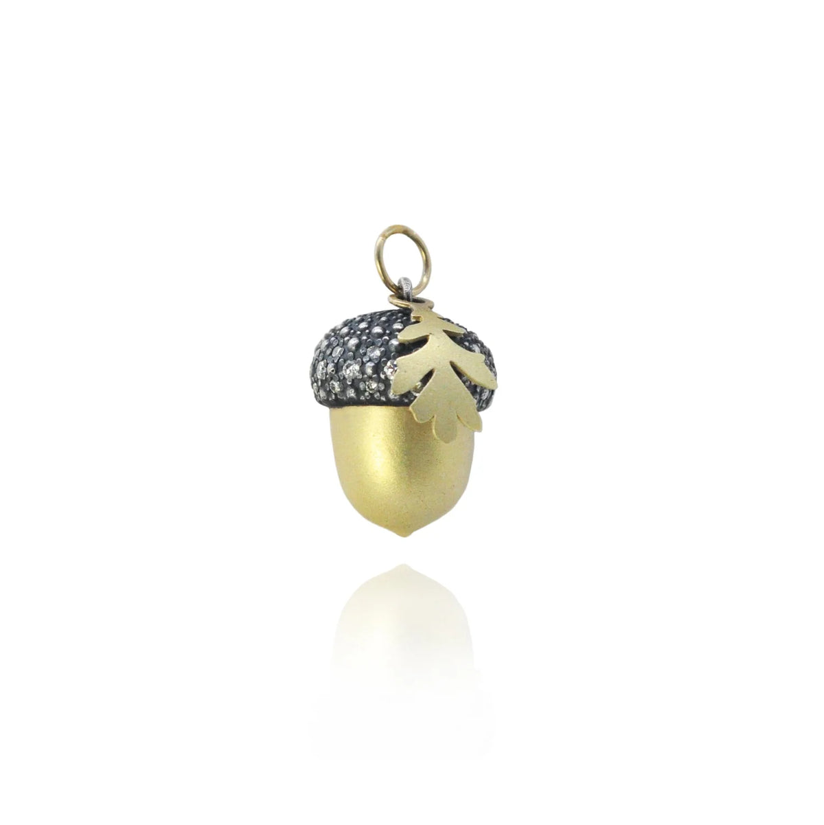 Gold, Silver, & Diamond Acorn, large pendant only | Rebecca Myers Collection