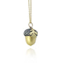 Gold, Silver, & Diamond Acorn Necklace, large on chain | Rebecca Myers Collection