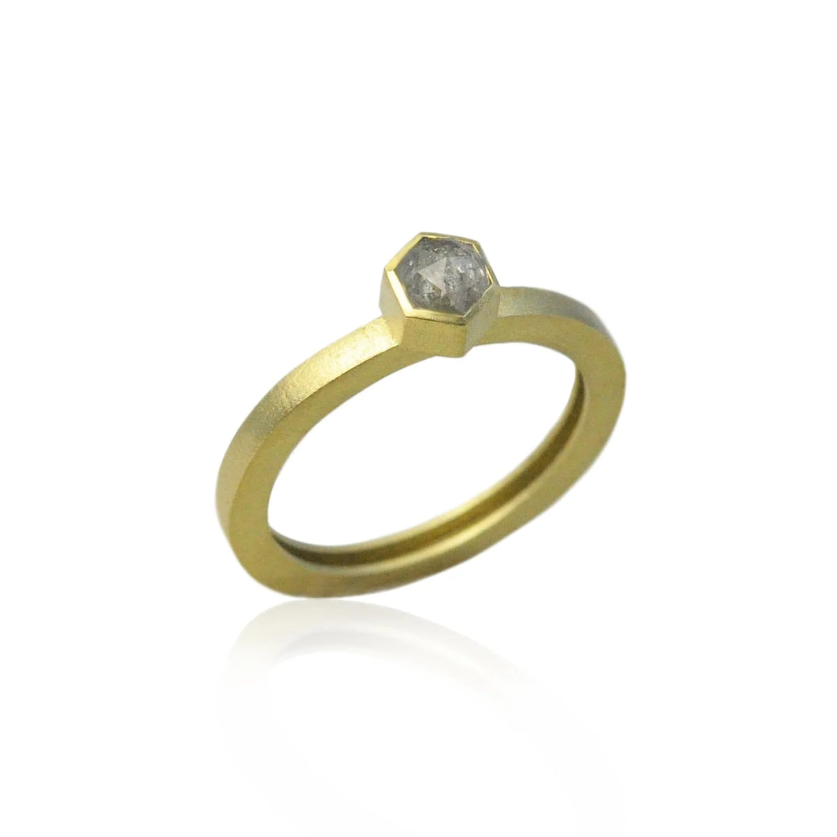 Gold and Silver Natural Diamond & Flower Stacking Rings 5 | Rebecca Myers Collection