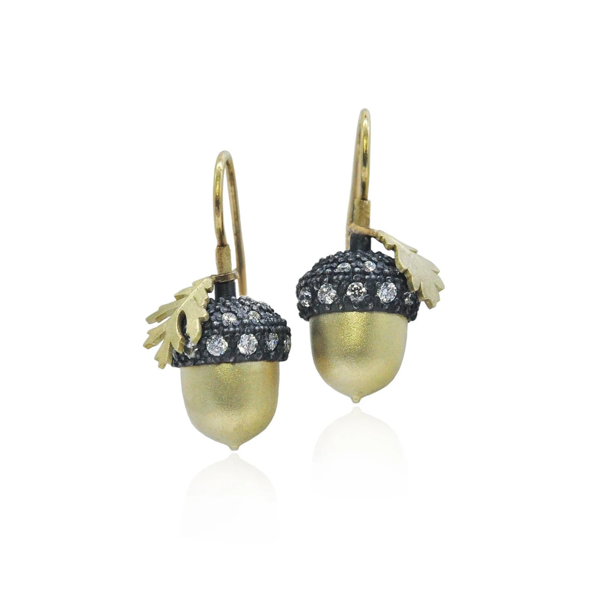 Gold, Silver, & Diamond Acorn Earrings | Rebecca Myers Collection