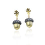 Gold & Silver Acorn Earrings with Oak Leaf Toppers on posts | Rebecca Myers Collection
