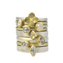 Gold and Silver Natural Diamond & Flower Stacking Rings 1 | Rebecca Myers Collection