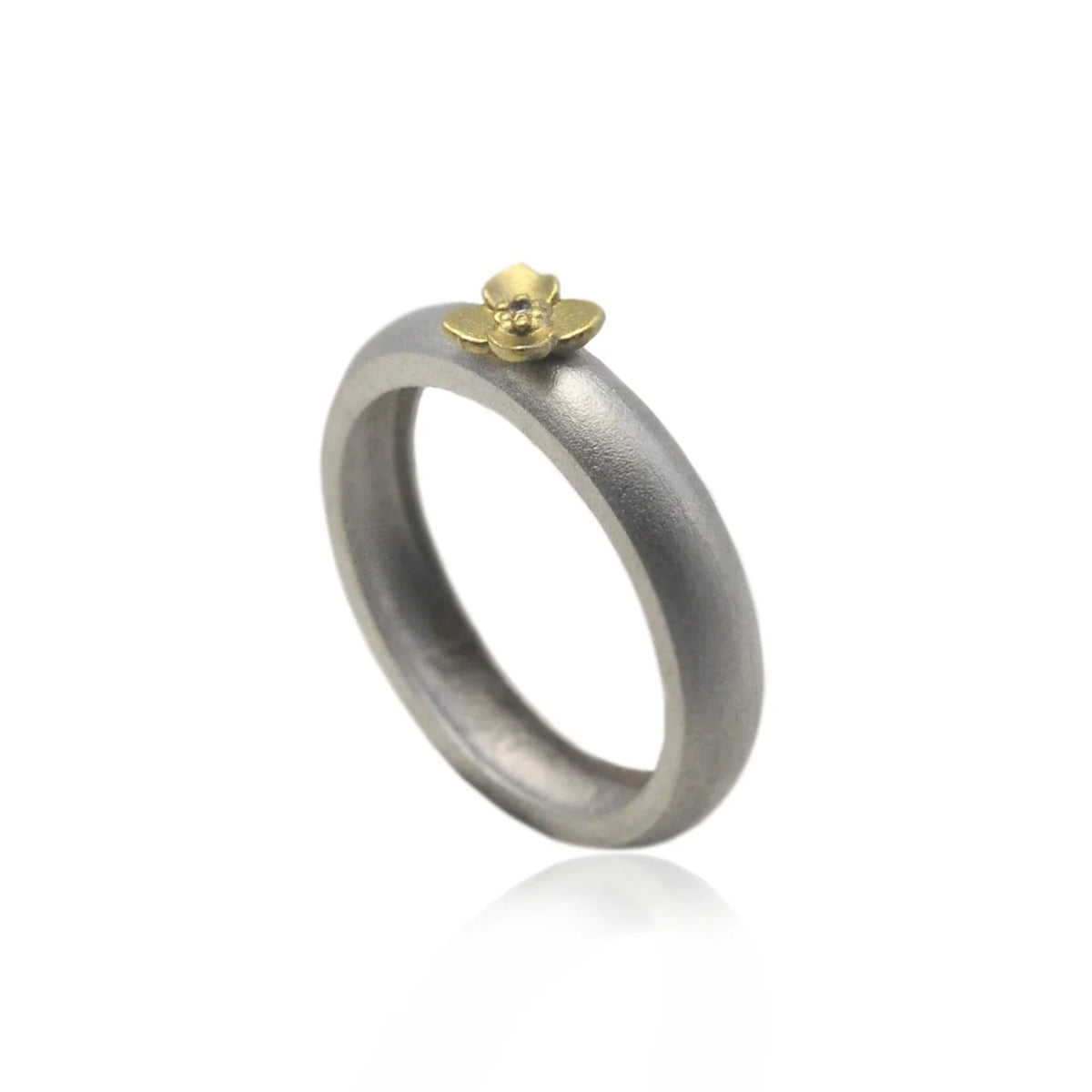Gold and Silver Natural Diamond & Flower Stacking Rings 2 | Rebecca Myers Collection