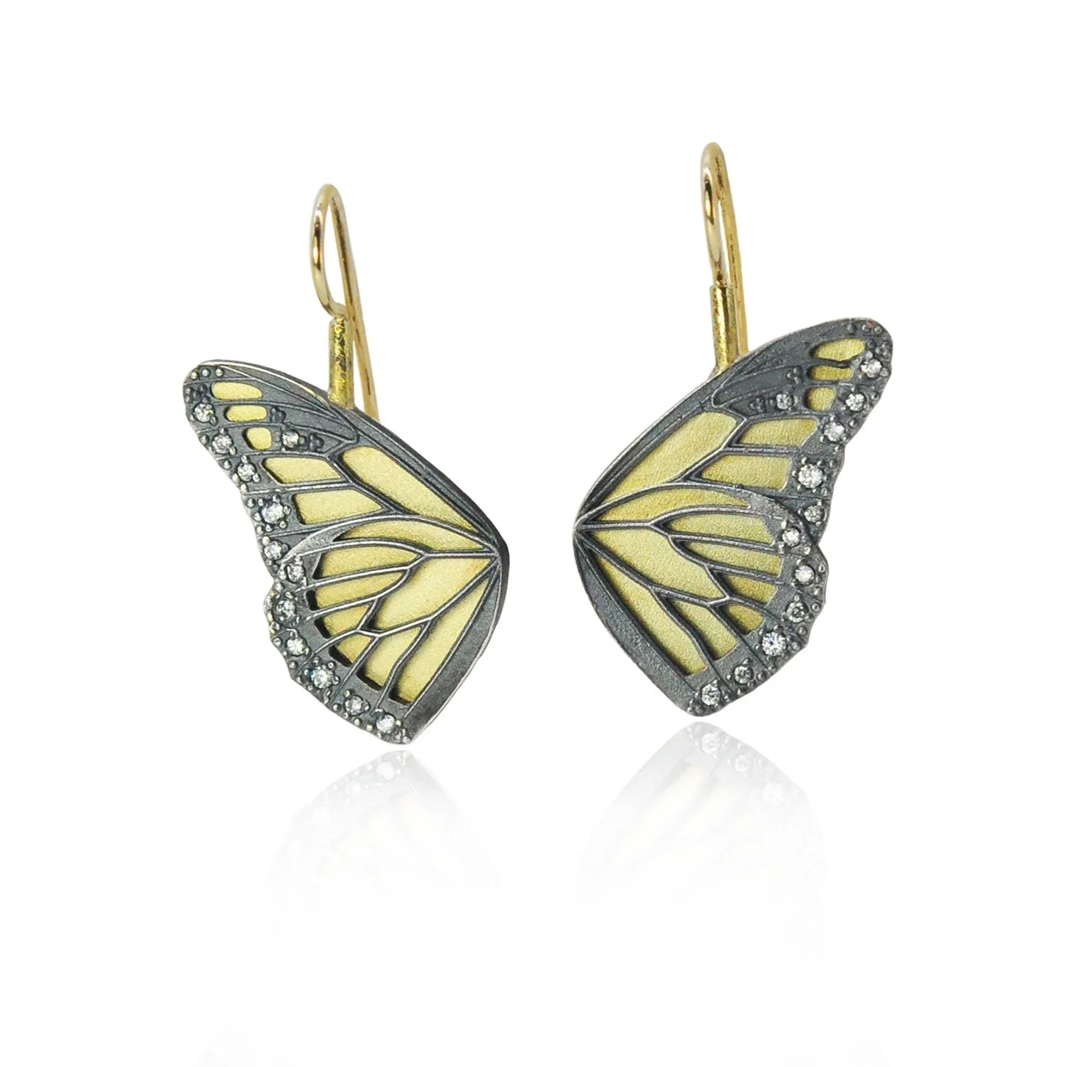 Gold & Silver Monarch Butterfly Full Wing Earrings | Rebecca Myers Collection
