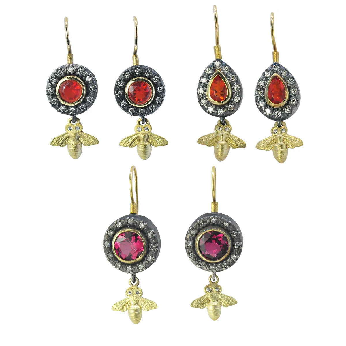 Halo Earrings with Bee Drops | Rebecca Myers Collection