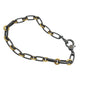 Handmade Chain Bracelet in Oxidized Silver & 14k Yellow Gold with Diamond Charm Holder Clasp | Rebecca Myers Collection