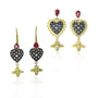 Heart Earrings with Ruby Tops and Bee Dangles | Rebecca Myers Collection