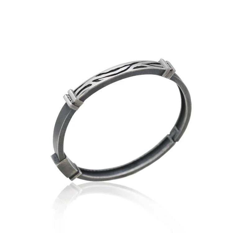 Zebra Print Bracelet with Channel Set Diamonds | Rebecca Myers Collection