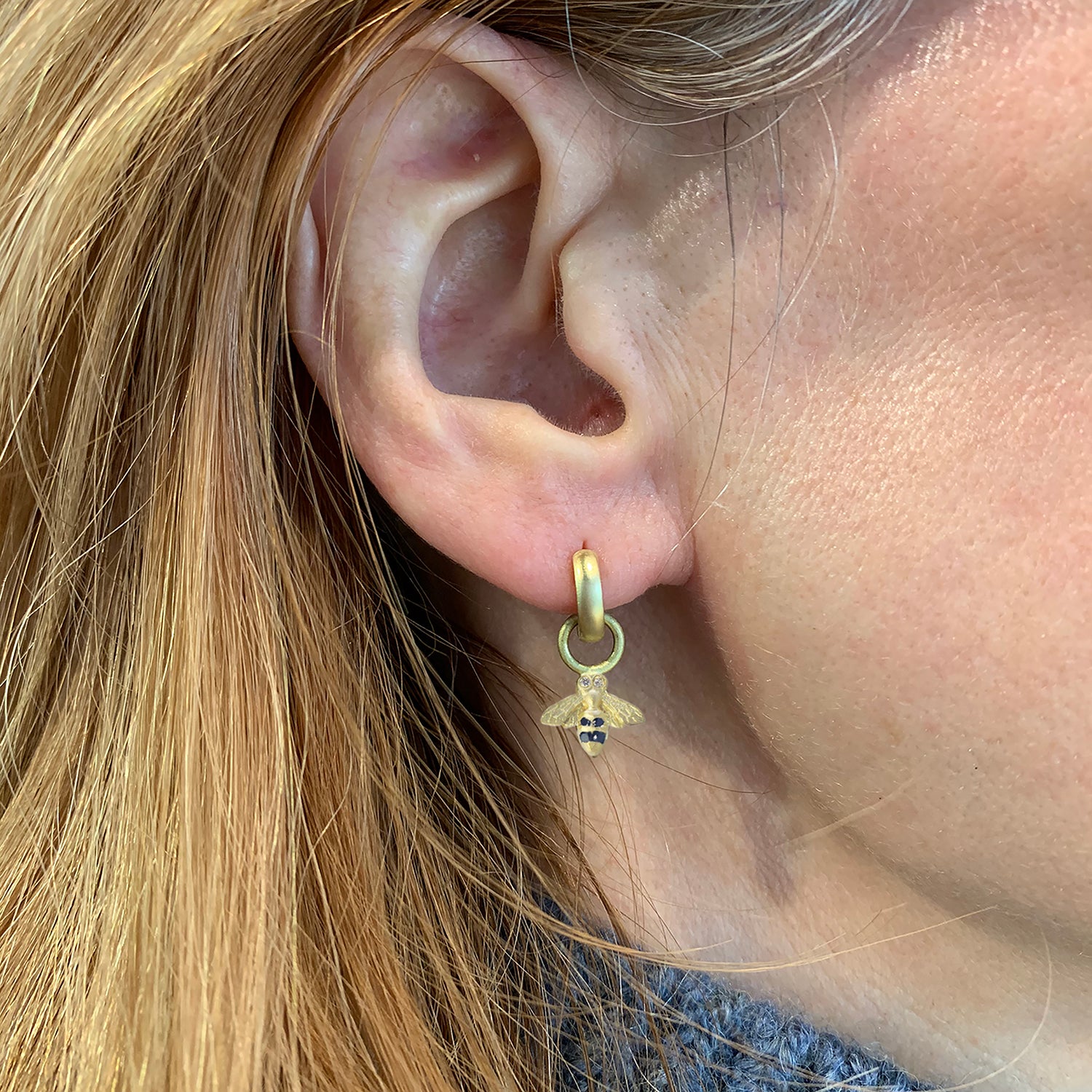 Gold Huggie Hoop Earrings with Charms