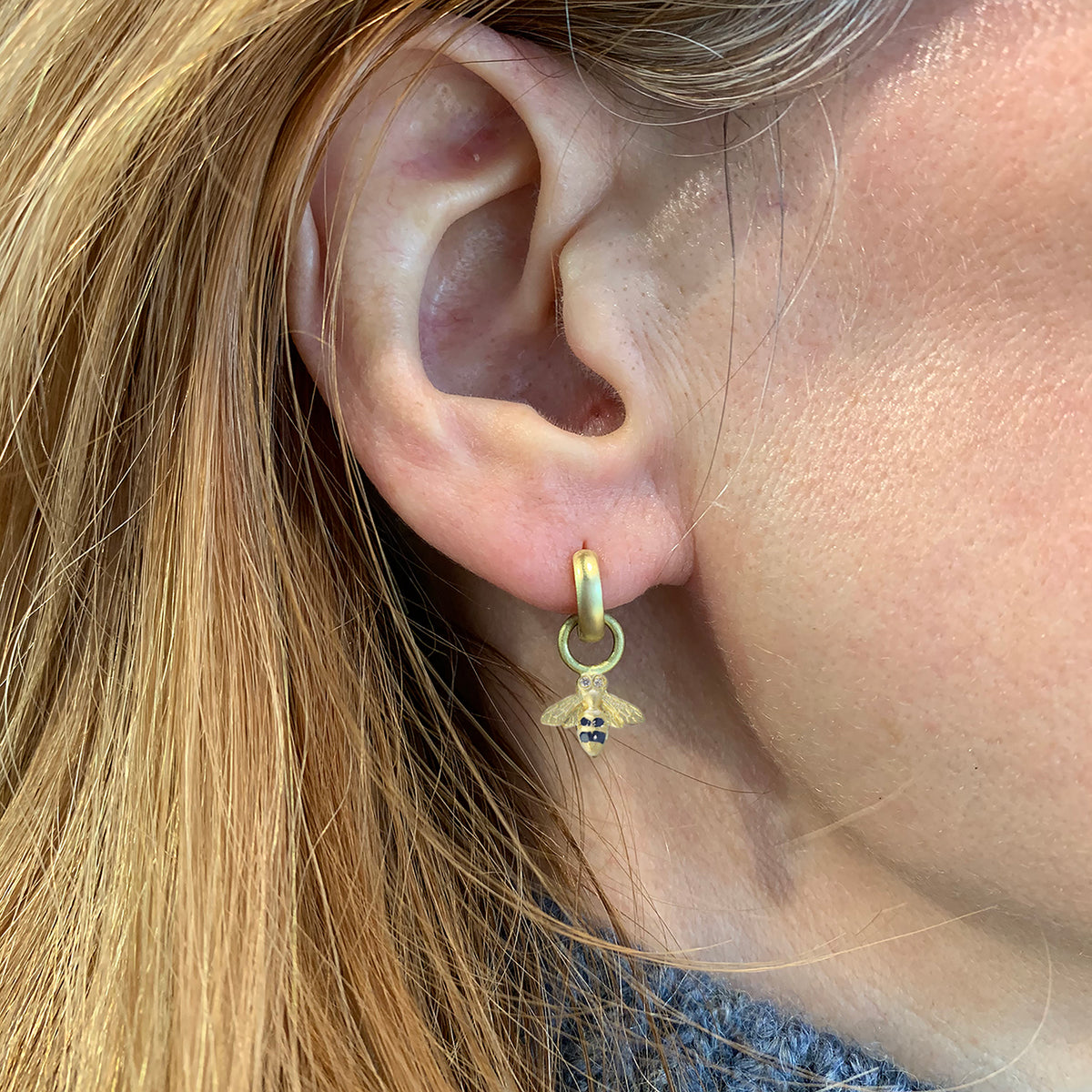 Gold Huggie Hoop Earrings with Charms