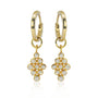 Gold Huggie Hoops with Kite Shaped Diamond Chandeliers | Rebecca Myers Collection