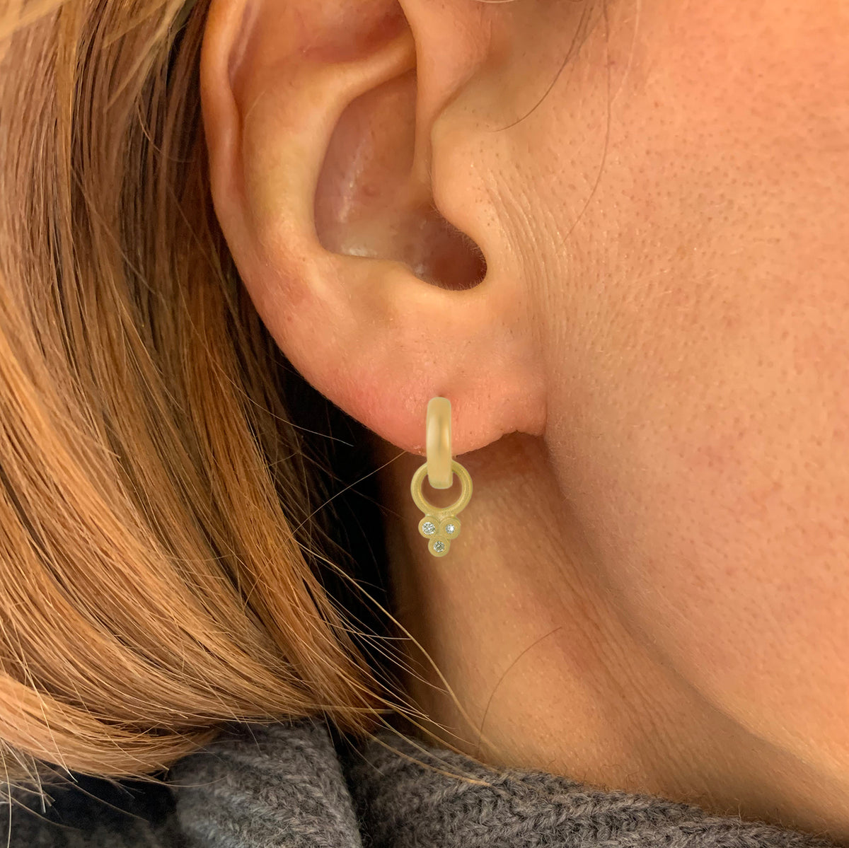 Gold Huggie Hoop Earrings with Charms