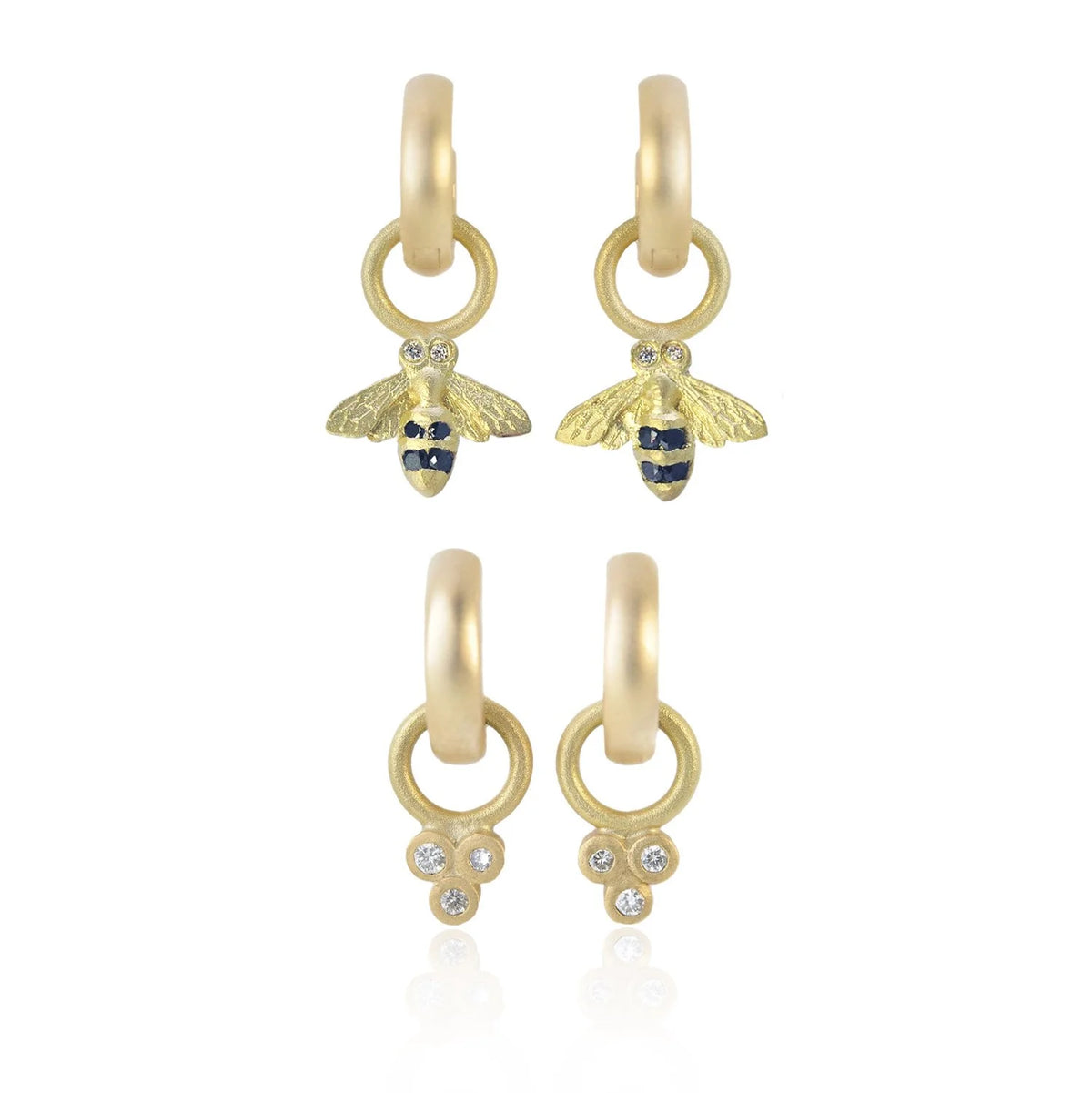 Gold Huggie Hoop Earrings with Charms | Rebecca Myers Collection