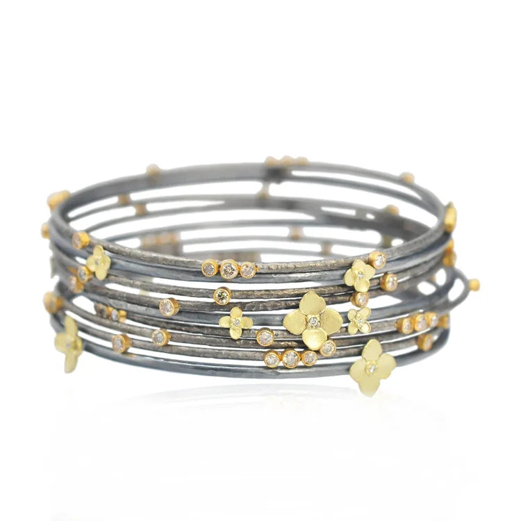 Gold, Silver & Diamond Branch Bangles | Rebecca Myers Collection