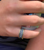 Starry Night Silver and Gold Ring with Diamonds, 8mm on white model | Rebecca Myers Collection