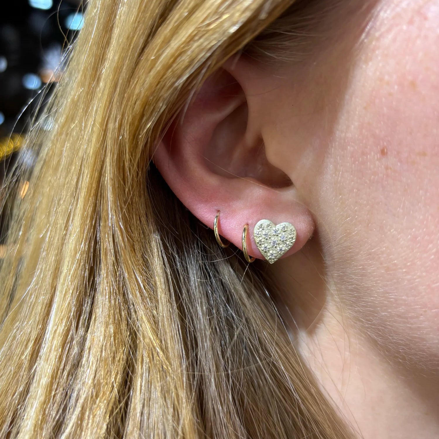 Gold Pave Heart Earrings | Rebecca Myers Collection