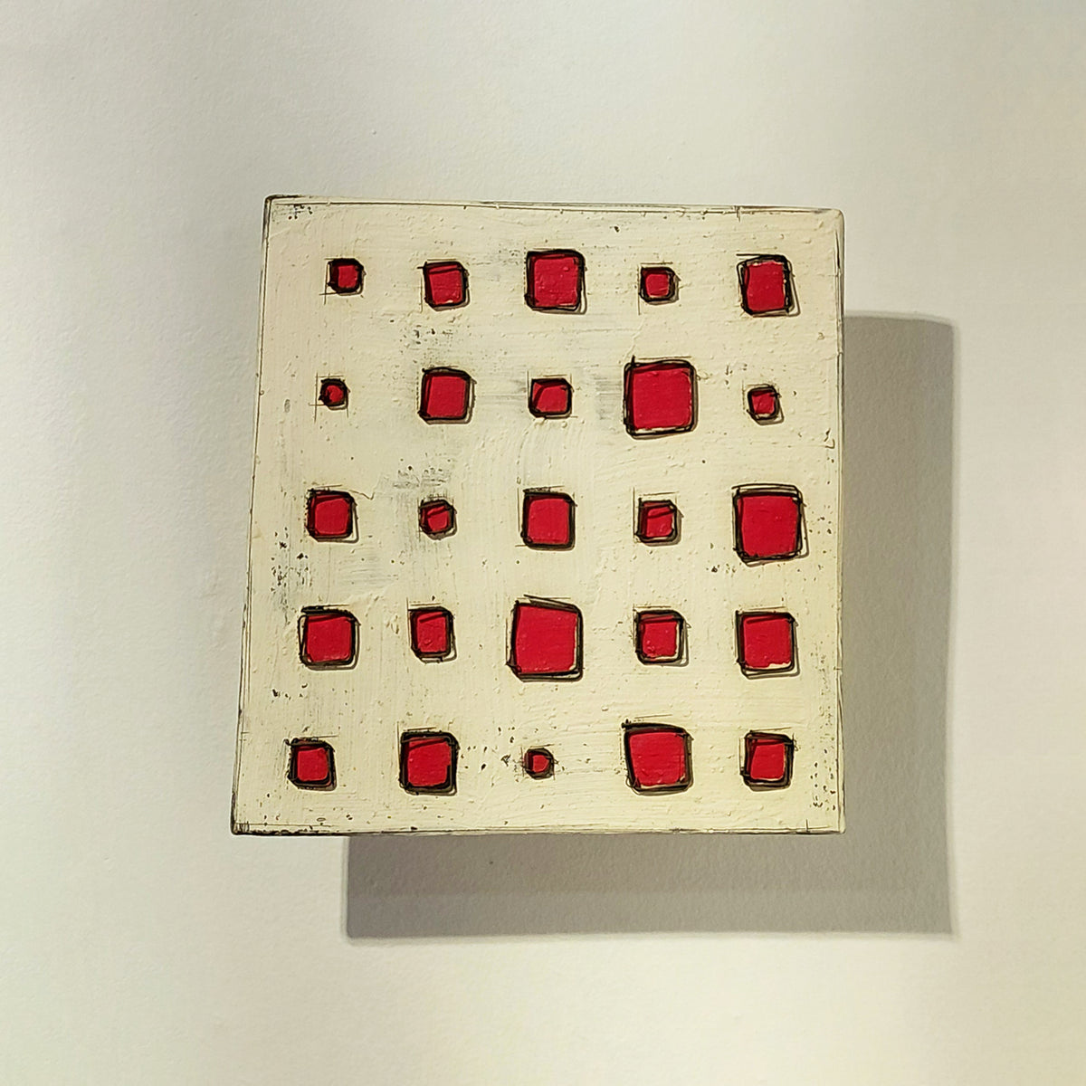 White Wall Square, Red Square Grid by Lori Katz | Rebecca Myers Collection