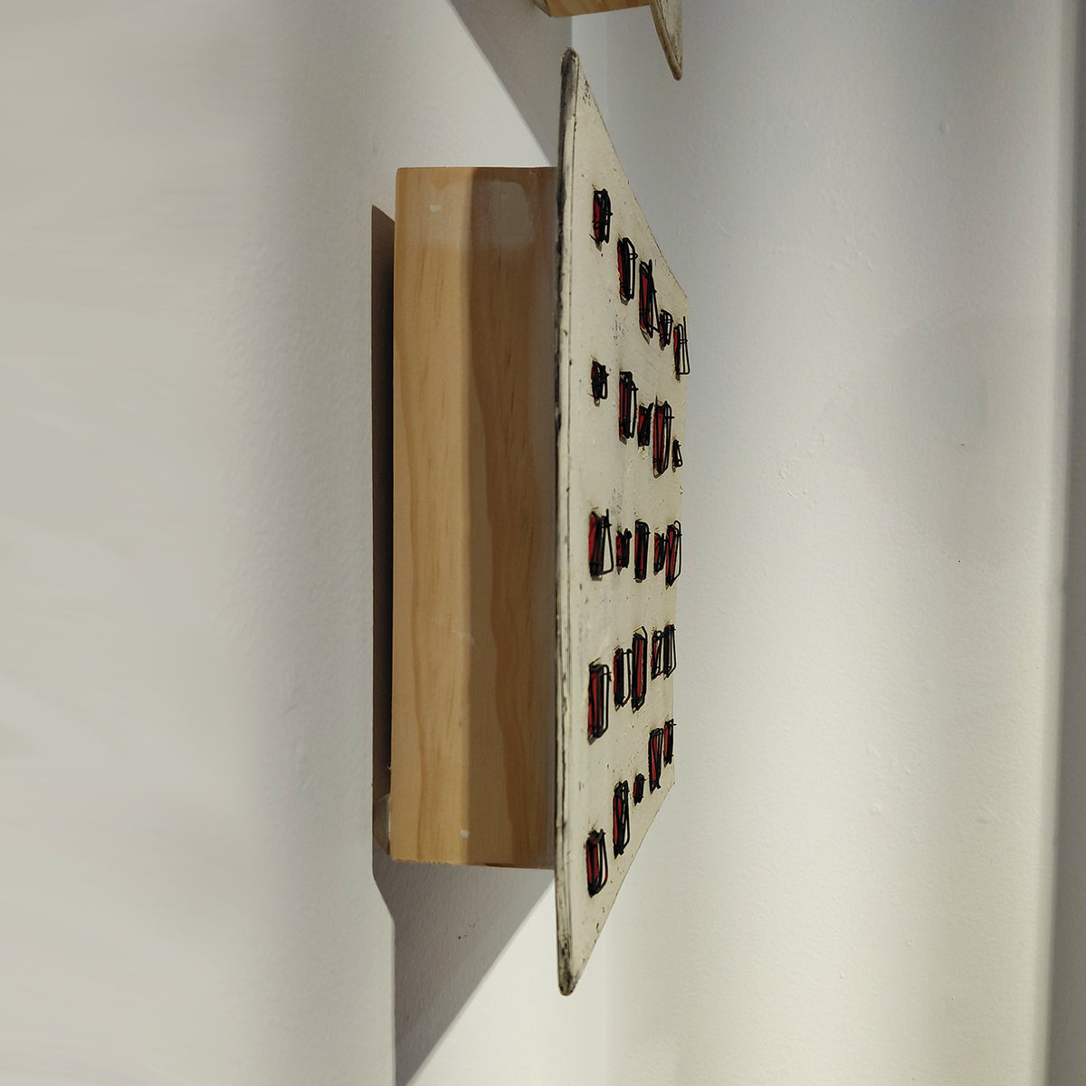 White Wall Square, Red Square Grid by Lori Katz, profile view|  Rebecca Myers Collection