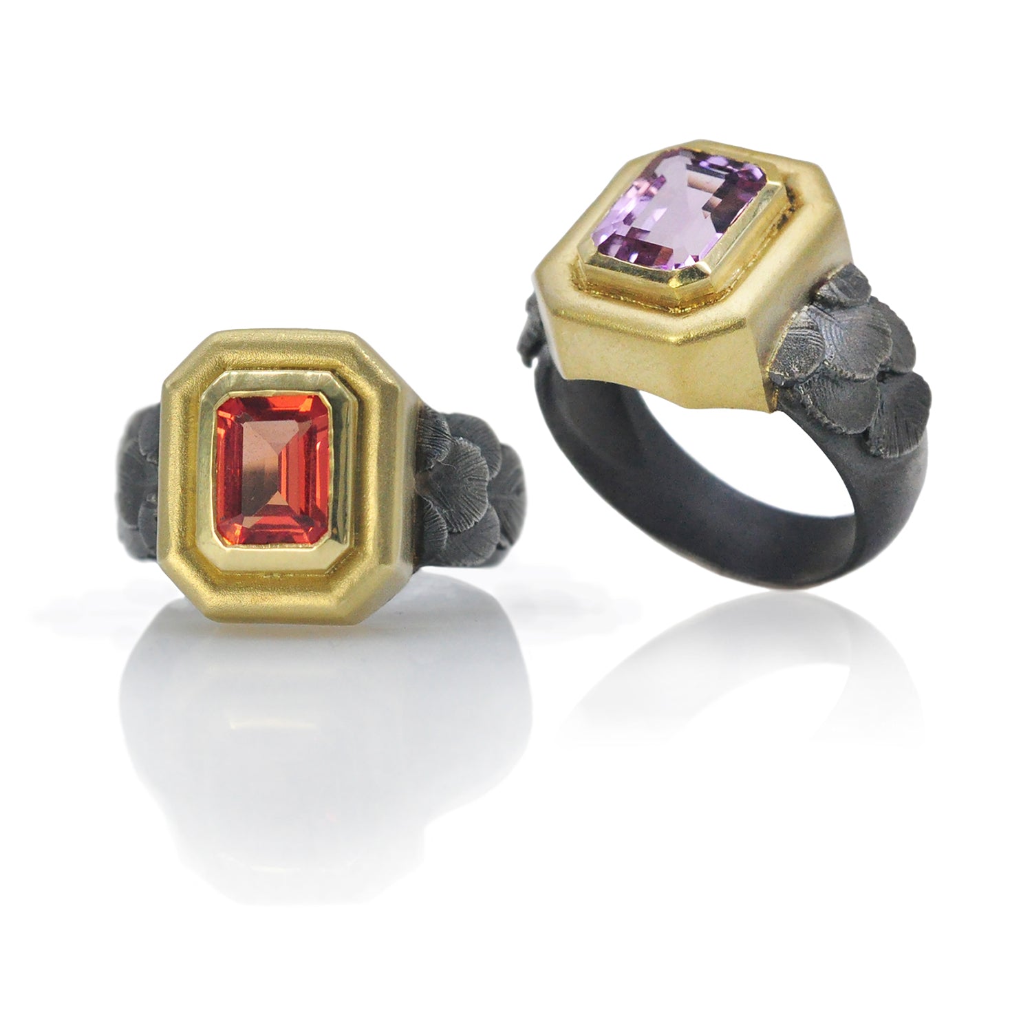 Golden Citrine & Kunzite Feather Rings | Rebecca Myers Collection