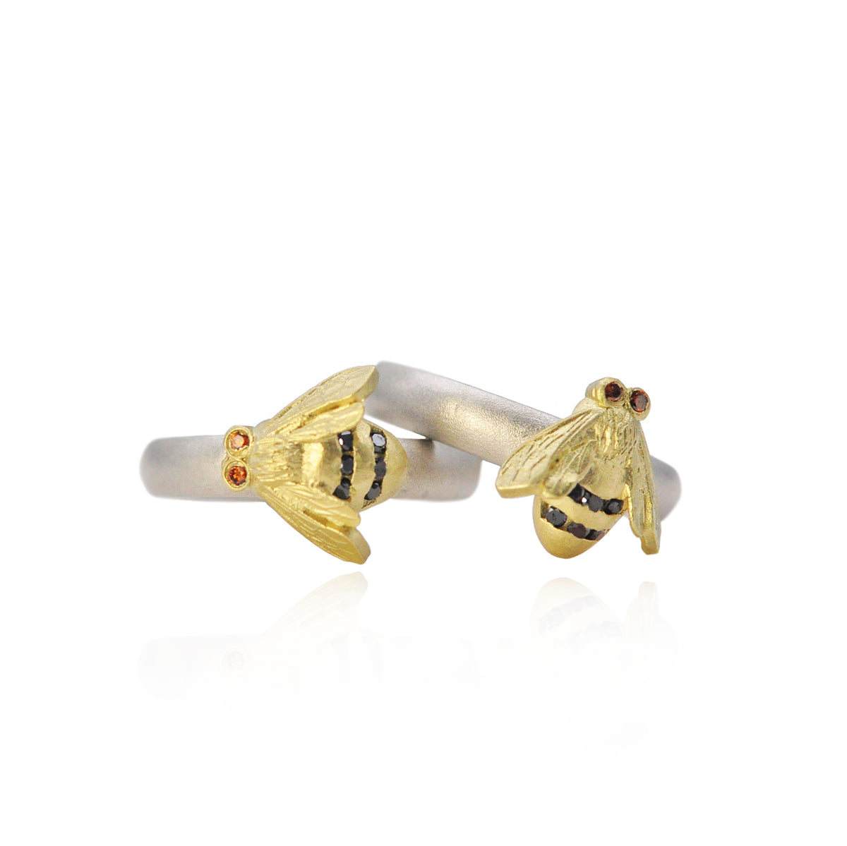 Gold & Silver Bee and Flower Stacking Rings