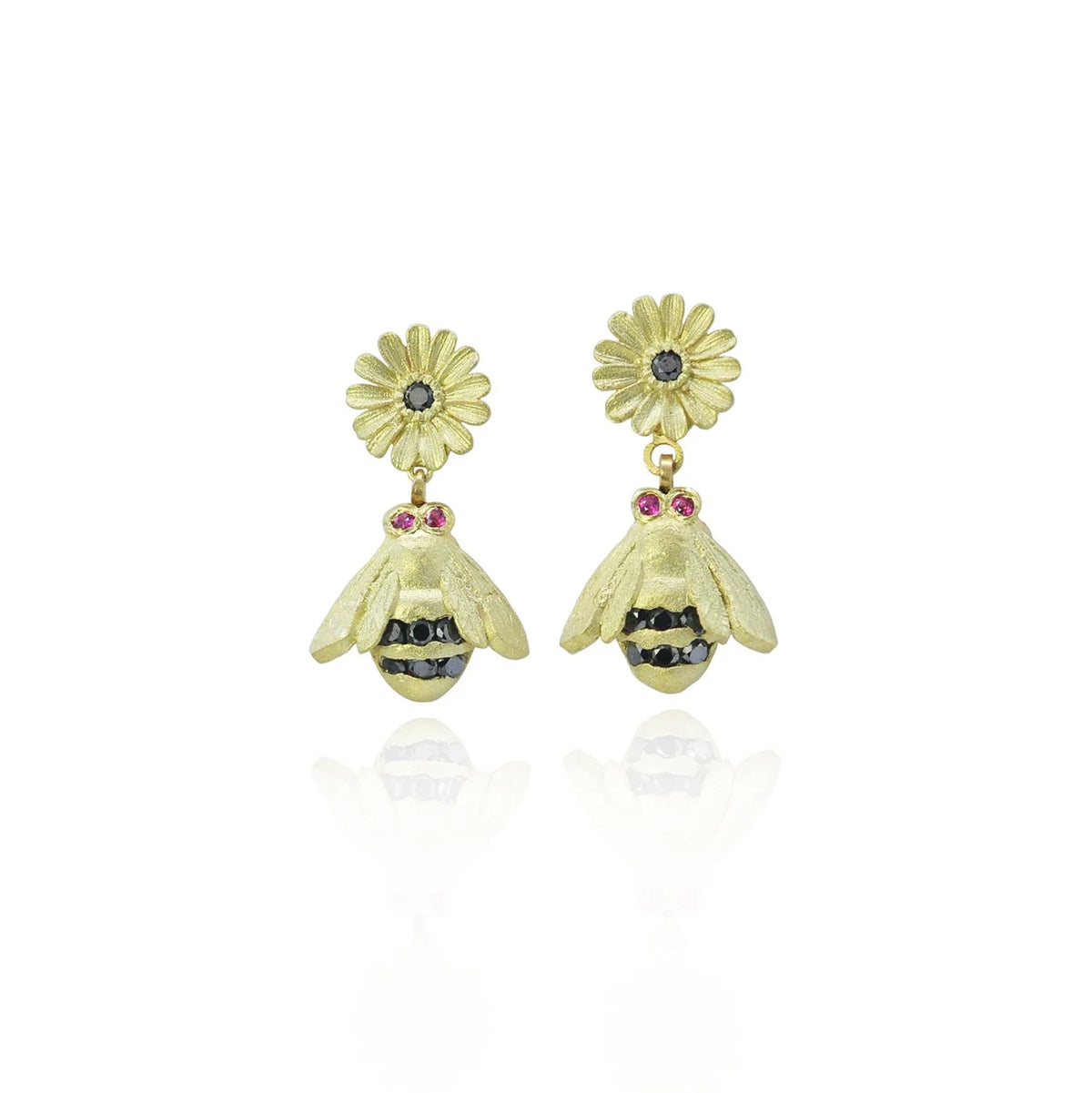 Bee Earrings with Shasta Daisy Tops | Rebecca Myers Collection