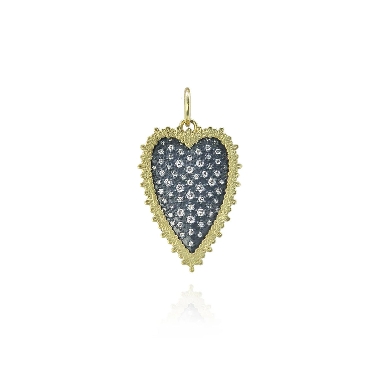 Large Framed Pave Diamond Heart Pendant | Rebecca Myers Collection