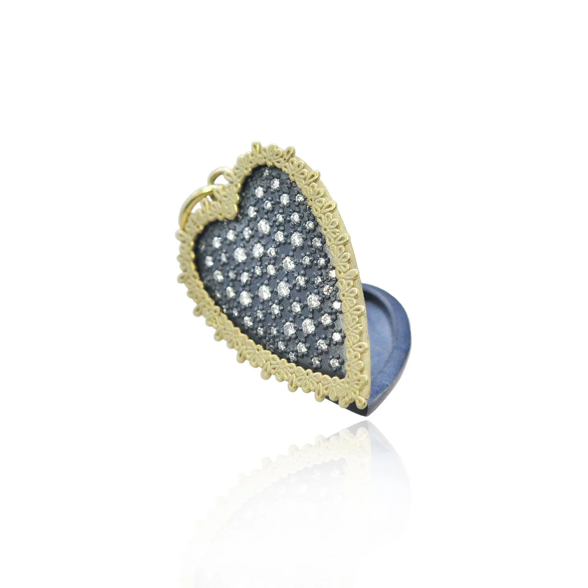 Large Framed Pave Diamond Heart Locket | Rebecca Myers Collection
