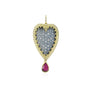 Large Framed Pave Diamond Heart with Ruby Drop Pendant | Rebecca Myers Collection