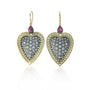 Large Framed Pave Diamond Heart Earrings with Ruby Tops | Rebecca Myers Collection