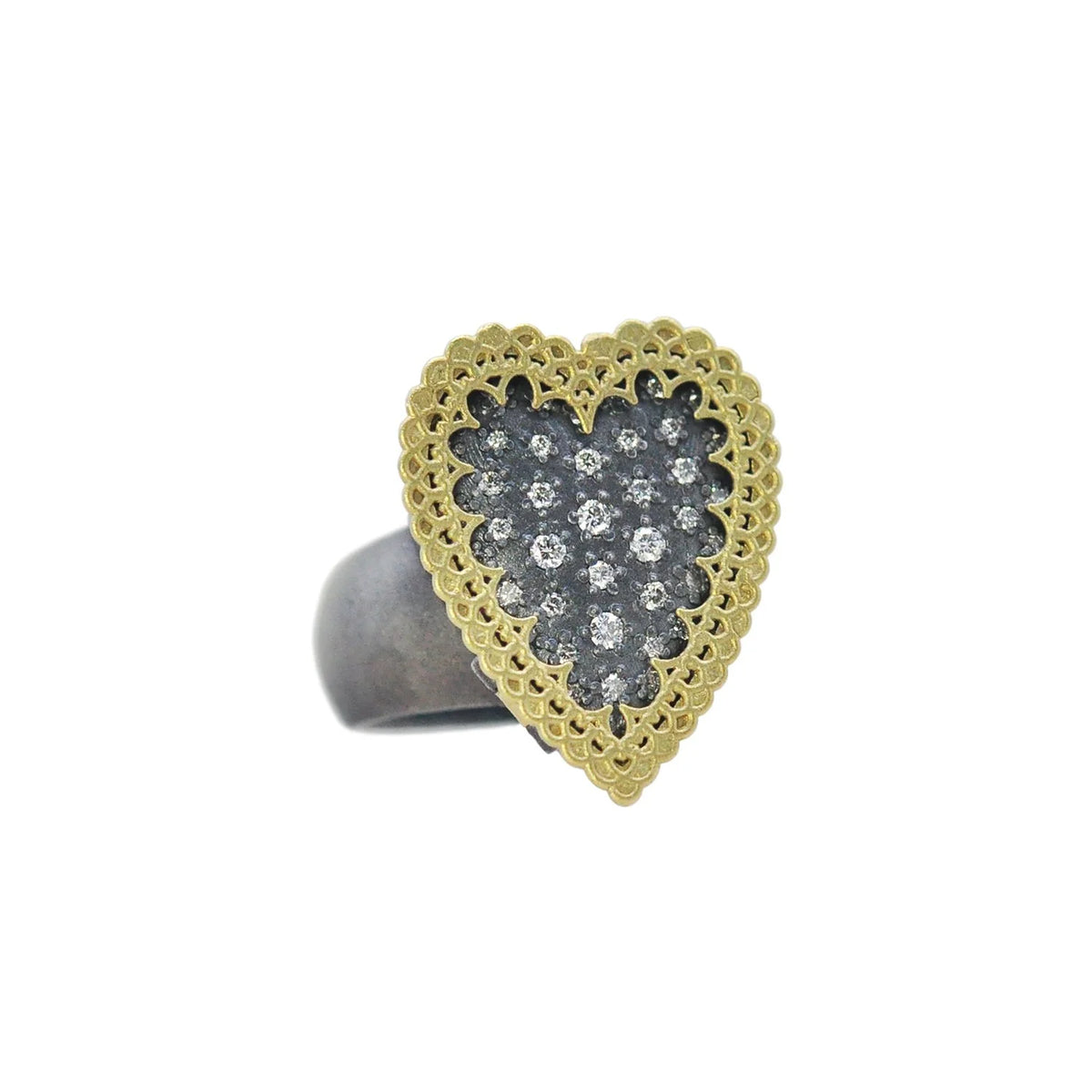 Large Framed Pave Diamond Heart Locket Ring | Rebecca Myers Collection