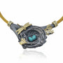 Large Nest Pendant Coil Necklace with Blue Eggs, Oak Leaves, & Dragonfly | Rebecca Myers Collection