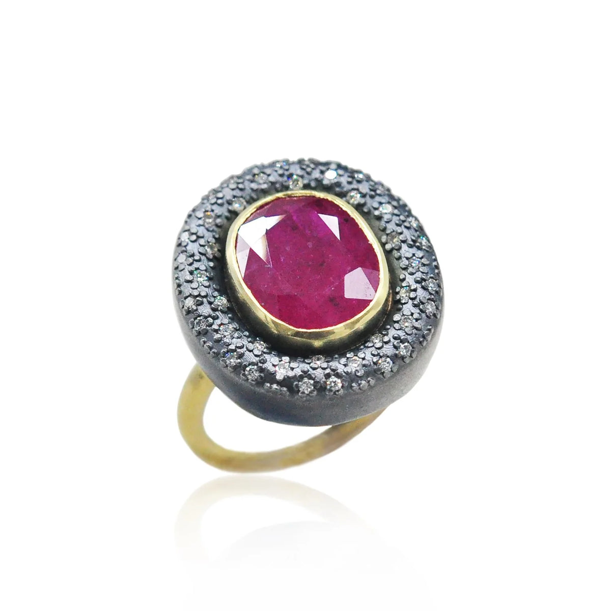 Oval Ruby Wide Halo Rings | Rebecca Myers Collection