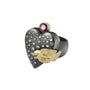 Large Heart Rings in Oxidized Silver with Pave Set Diamonds | Rebecca Myers Collection