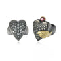 Large Heart Rings in Oxidized Silver with Pave Set Diamonds | Rebecca Myers Collection
