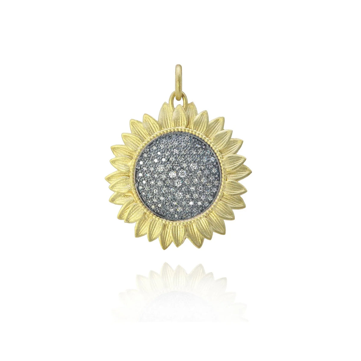Large Pave Diamond Sunflower Pendant | Rebecca Myers Collection